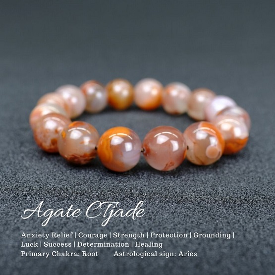 2003216 Trang Sức Phong Thủy Hộ Mệnh Bình An CTjade - Vòng Tay Đá Mã Não Thiên Nhiên